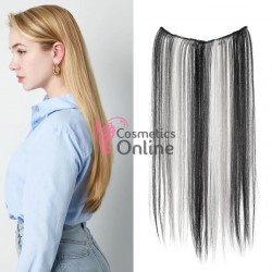 Extensie de par cu 4 Clips On delux simpla dreapta de 51 cm, Brunet Silver White Mixt 39689